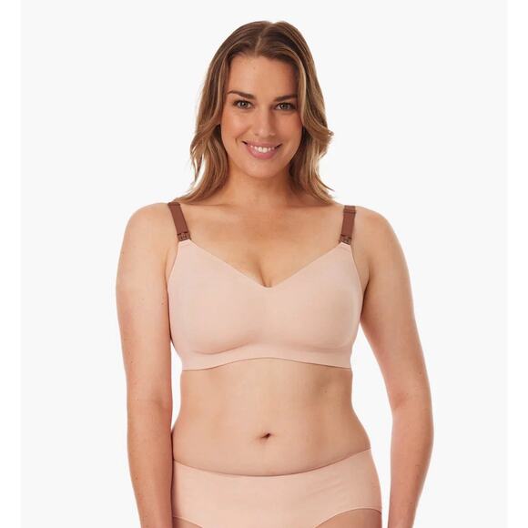 🍒 Momcozy V Jelly Strip Lift Busty Nursing Bra Breastfeed Comfort Oyster Pink XL - Picture 1 of 12